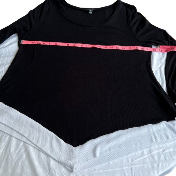 INC Womens Black Chevron Contrast Trim Pullover Tunic Sweater Top XXL BHFO 1313 - Picture 15 of 16